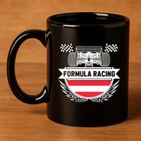 Austrian Auto Race Austria Flag Formula Racing Car Race Fan Cute Gift 11oz C Handle Ceramic Mug