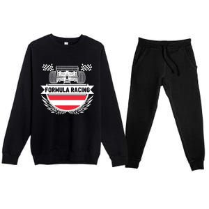 Austrian Auto Race Austria Flag Formula Racing Car Race Fan Cute Gift Premium Crewneck Sweatsuit Set