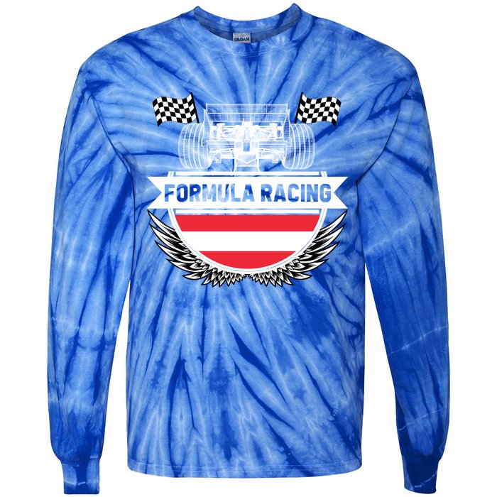 Austrian Auto Race Austria Flag Formula Racing Car Race Fan Cute Gift Tie-Dye Long Sleeve Shirt