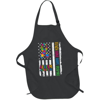 Autism Awareness Ribbon Mom Dad American Flag Autism Apron