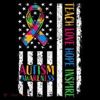 Autism Awareness Ribbon Mom Dad American Flag Autism T-Shirt