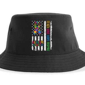 Autism Awareness Ribbon Mom Dad American Flag Autism Sustainable Bucket Hat