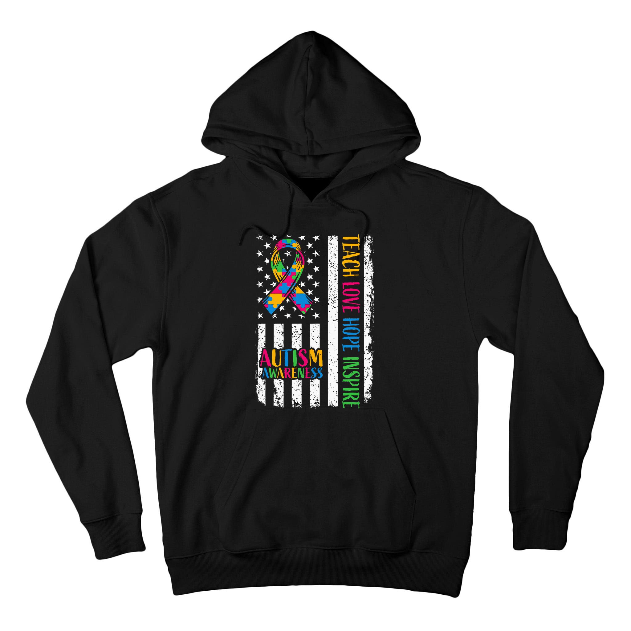Autism Awareness Ribbon Mom Dad American Flag Autism Tall Hoodie