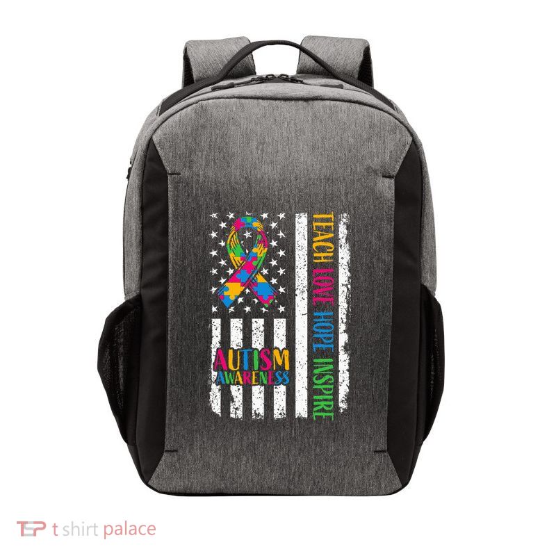 Autism Awareness Ribbon Mom Dad American Flag Autism Vector Backpack
