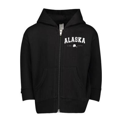 Alaskas Ak Retro Vintage Toddler Zip Fleece Hoodie