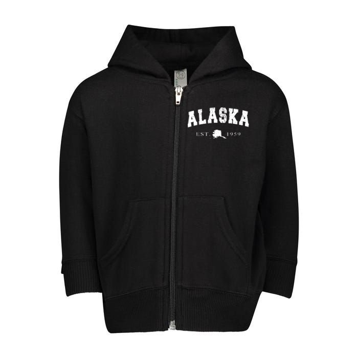 Alaskas Ak Retro Vintage Toddler Zip Fleece Hoodie