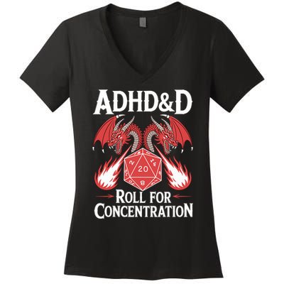 Adhd&d Adhd Roll For Concentration Women's V-Neck T-Shirt