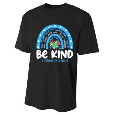 Autism Awareness Rainbow In April We Wear Blue Ribbon Autism Performance Sprint T-Shirt