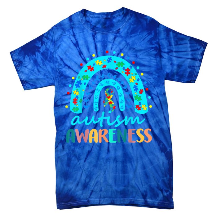 Autism Awareness Rainbow Puzzle Autism Awareness Month Tie-Dye T-Shirt