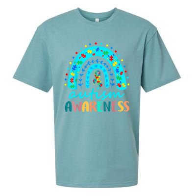 Autism Awareness Rainbow Puzzle Autism Awareness Month Sueded Cloud Jersey T-Shirt