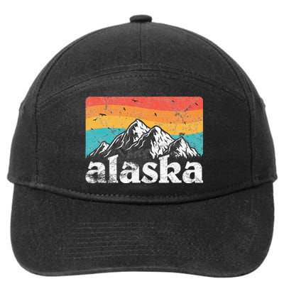 Alaska AK Retro 70s 80s Mountains Nature Distressed 7-Panel Snapback Hat