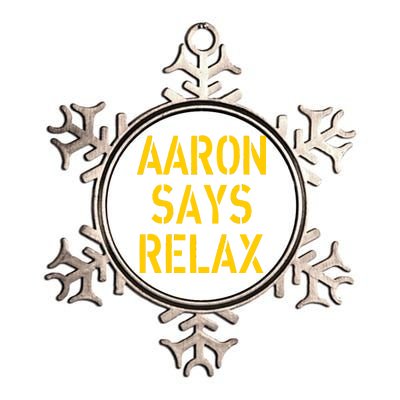 Aaron Says Relax Green Bay Football Quote Metallic Star Ornament