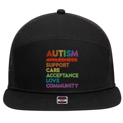 Autism Awareness Support Care Acceptance Ally 7 Panel Mesh Trucker Snapback Hat