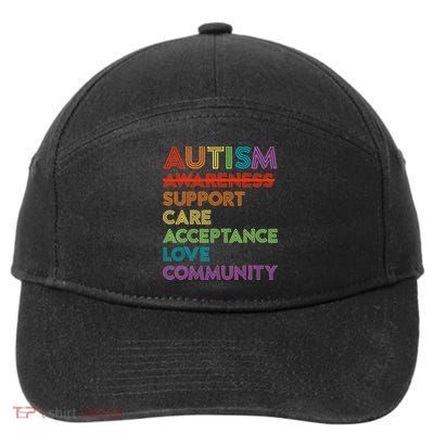 Autism Awareness Support Care Acceptance Ally 7-Panel Snapback Hat