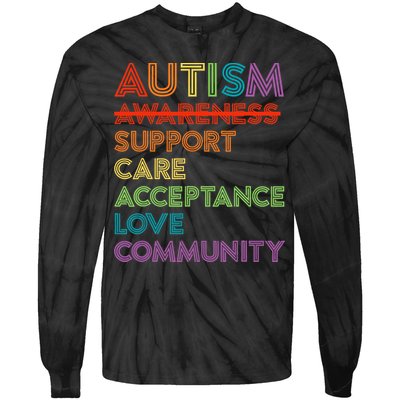 Autism Awareness Support Care Acceptance Ally Tie-Dye Long Sleeve Shirt