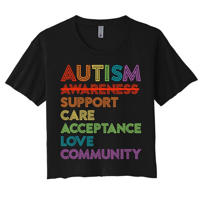 Autism Awareness Support Care Acceptance Ally Women's Crop Top Tee