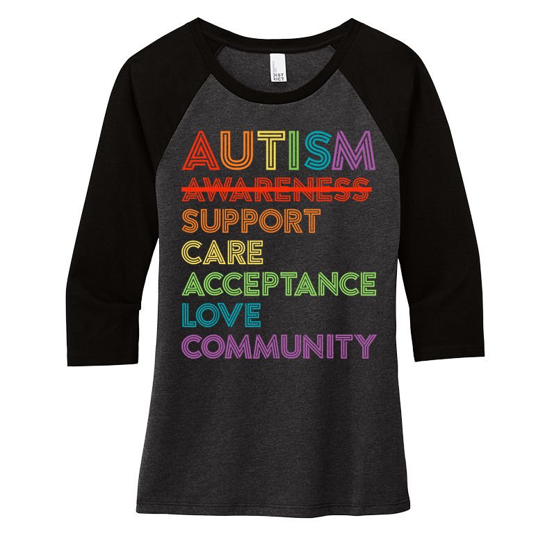 Autism Awareness Support Care Acceptance Ally Women's Tri-Blend 3/4-Sleeve Raglan Shirt