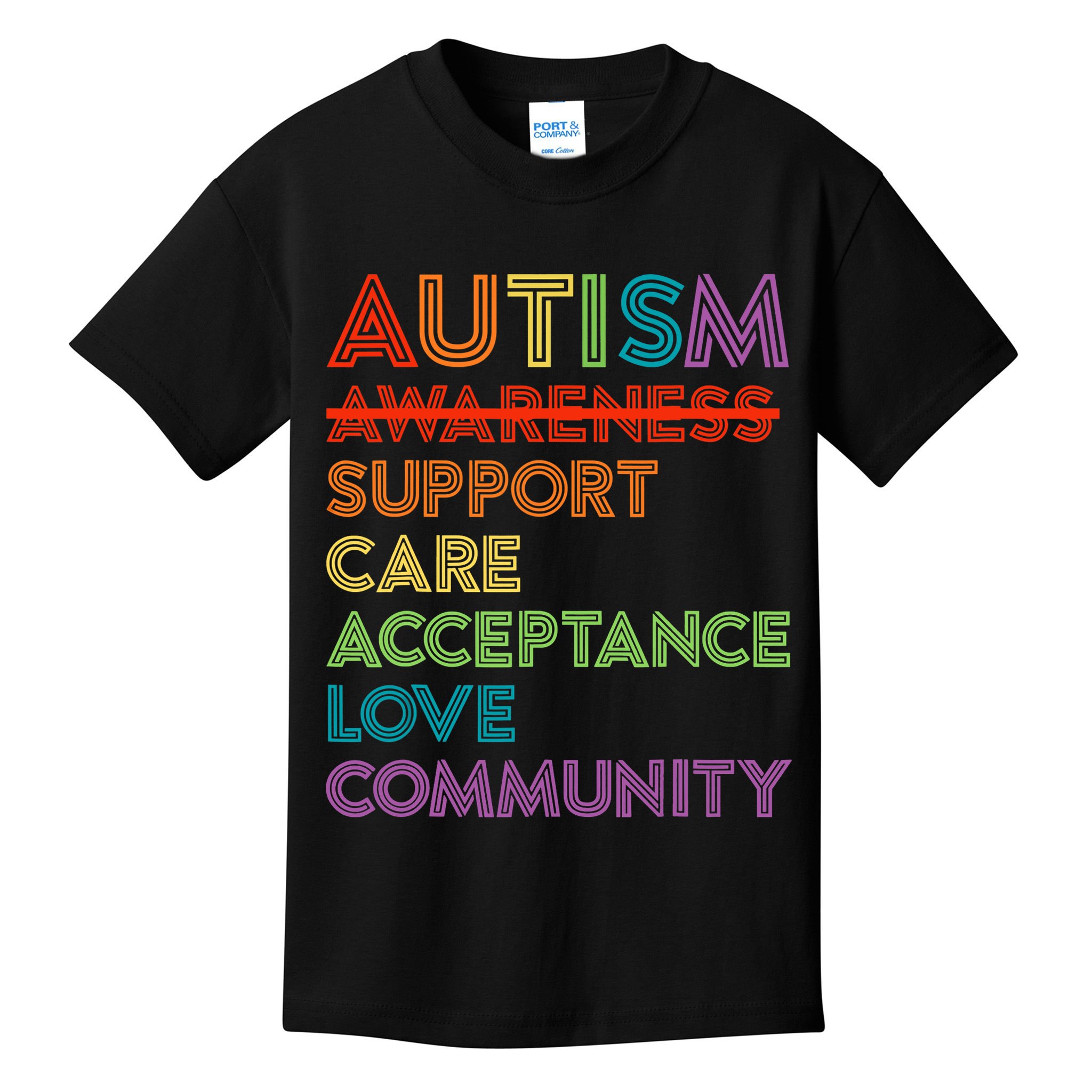 Autism Awareness Support Care Acceptance Ally Kids T-Shirt