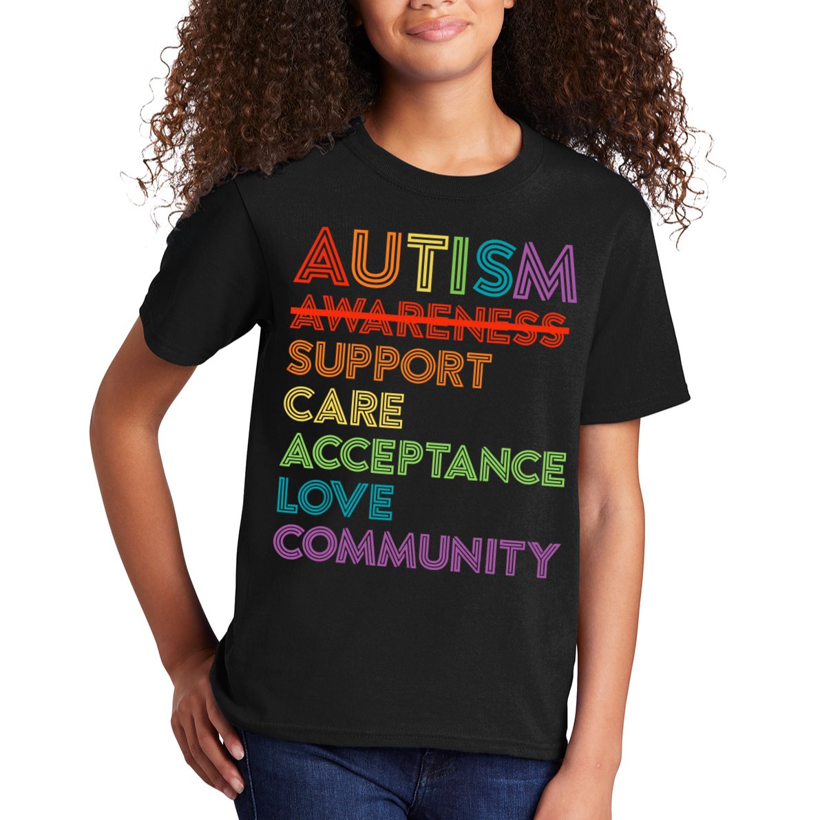 Autism Awareness Support Care Acceptance Ally Kids T-Shirt