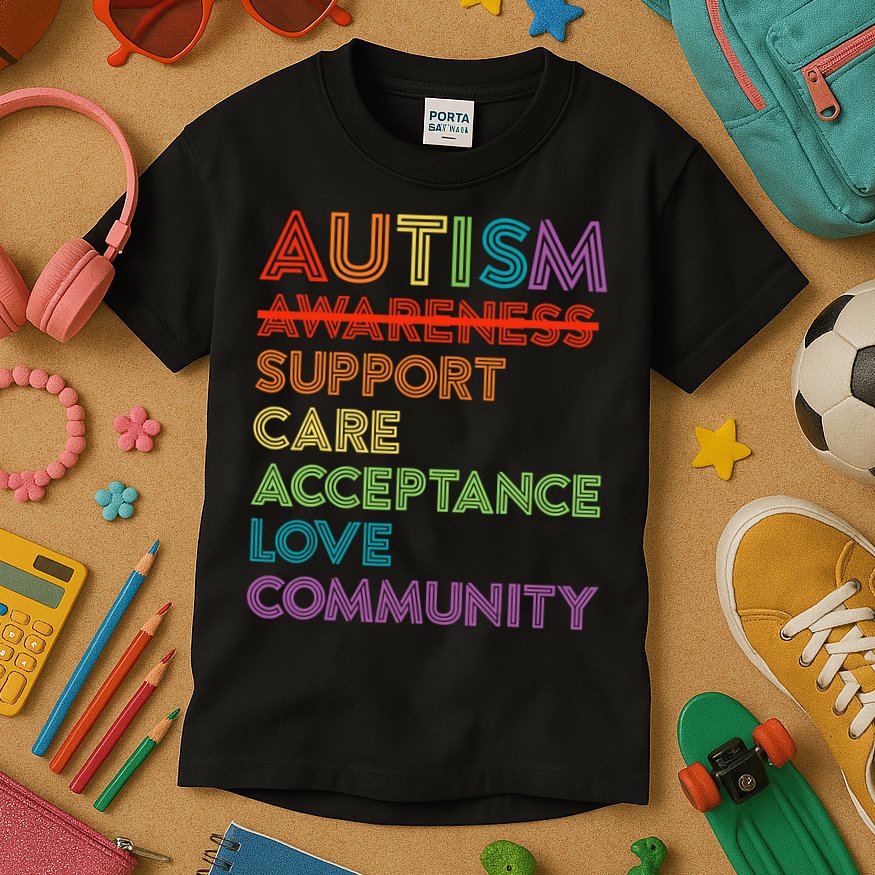 Autism Awareness Support Care Acceptance Ally Kids T-Shirt