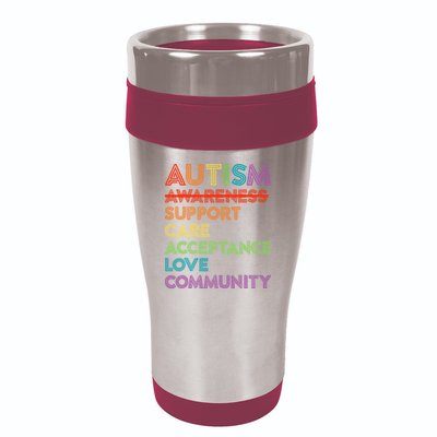 Autism Awareness Support Care Acceptance Ally 16oz Travel Tumbler