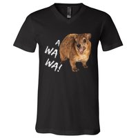 Awawa! Angry Screaming Hyrax Meme V-Neck T-Shirt