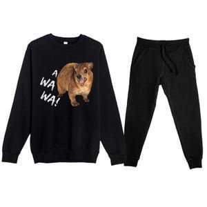 Awawa! Angry Screaming Hyrax Meme Premium Crewneck Sweatsuit Set