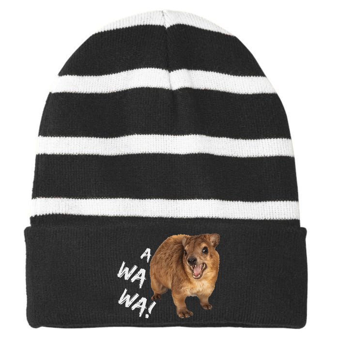 Awawa! Angry Screaming Hyrax Meme Striped Beanie with Solid Band