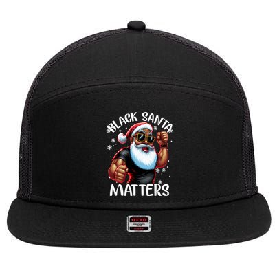 African American Santa Claus Christmas Pajama Gift Meaningful Gift 7 Panel Mesh Trucker Snapback Hat