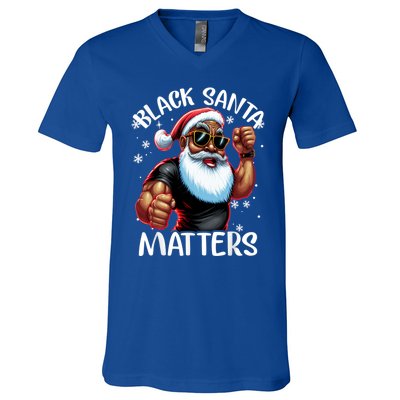 African American Santa Claus Christmas Pajama Gift Meaningful Gift V-Neck T-Shirt