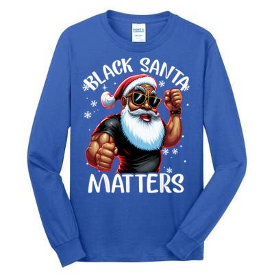 African American Santa Claus Christmas Pajama Gift Meaningful Gift Tall Long Sleeve T-Shirt