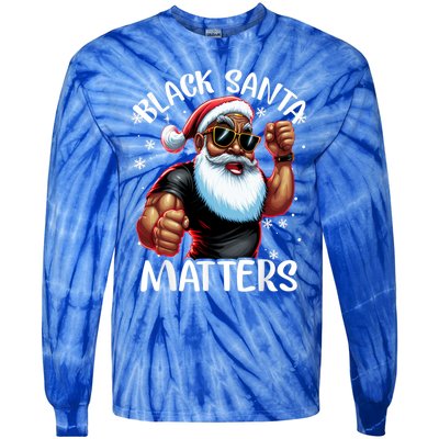 African American Santa Claus Christmas Pajama Gift Meaningful Gift Tie-Dye Long Sleeve Shirt