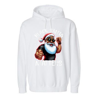 African American Santa Claus Christmas Pajama Gift Meaningful Gift Garment-Dyed Fleece Hoodie