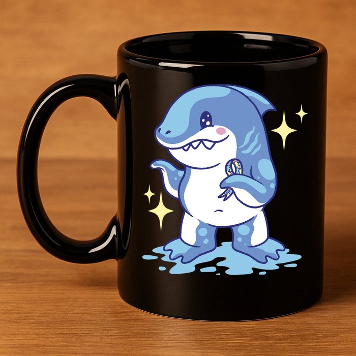 Autism Awareness Shark Ribbon 11oz C Handle Ceramic Mug