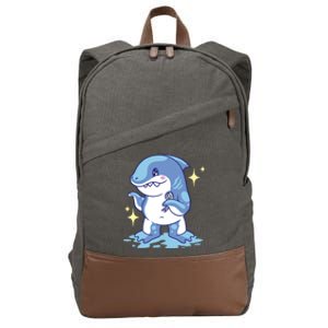 Autism Awareness Shark Ribbon Cotton Canvas Backpack