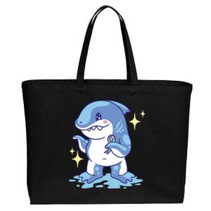 Autism Awareness Shark Ribbon Cotton Canvas Jumbo Tote