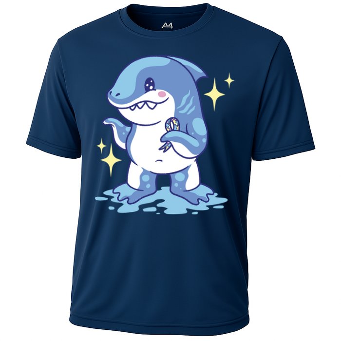 Autism Awareness Shark Ribbon Cooling Performance Crew T-Shirt