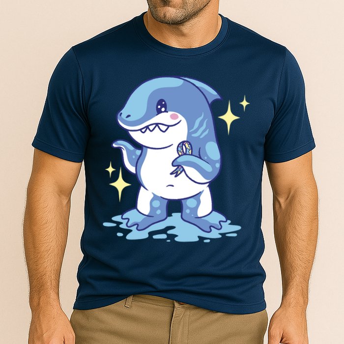 Autism Awareness Shark Ribbon Cooling Performance Crew T-Shirt