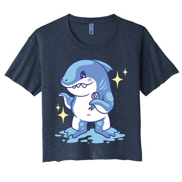 Autism Awareness Shark Ribbon Crop Top