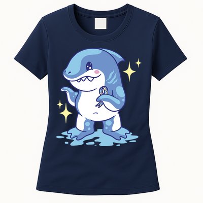 Autism Awareness Shark Ribbon Womens T-Shirt