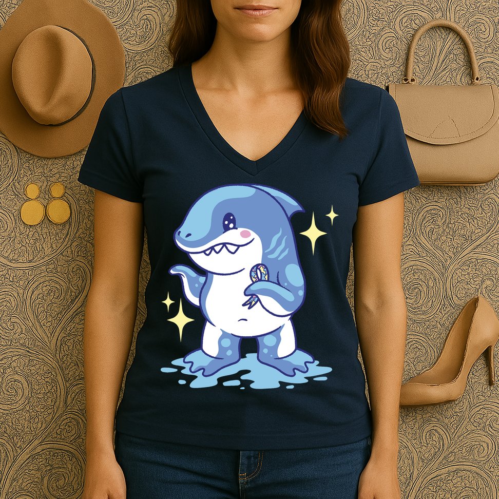 Autism Awareness Shark Ribbon Women's V-Neck T-Shirt