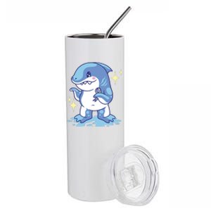 Autism Awareness Shark Ribbon Stainless Steel Tumbler