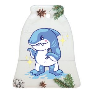 Autism Awareness Shark Ribbon Ceramic Bell Ornament