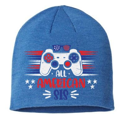 All American Sis 4th Of July Gamer Funny Gaming Usa Gift Sustainable Beanie