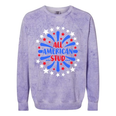 All American Studs Patriotic Stud American Funny Cute Gift Colorblast Crewneck Sweatshirt