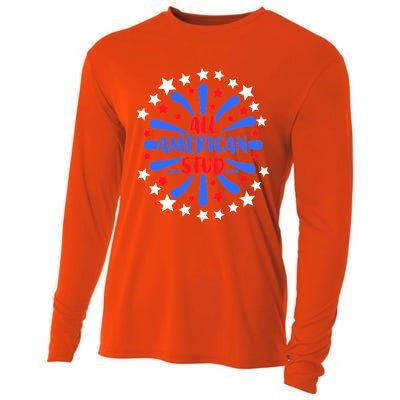 All American Studs Patriotic Stud American Funny Cute Gift Cooling Performance Long Sleeve Crew