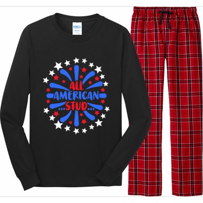 All American Studs Patriotic Stud American Funny Cute Gift Long Sleeve Pajama Set