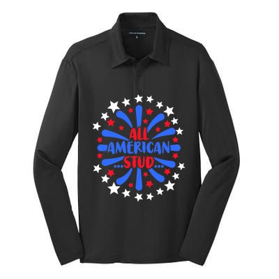 All American Studs Patriotic Stud American Funny Cute Gift Silk Touch Performance Long Sleeve Polo