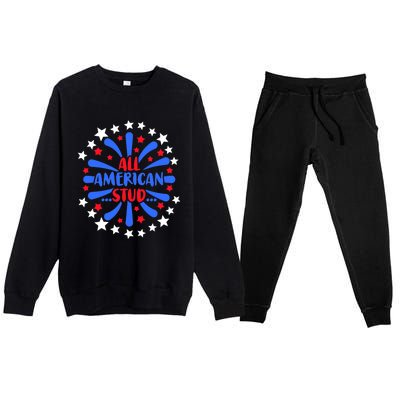 All American Studs Patriotic Stud American Funny Cute Gift Premium Crewneck Sweatsuit Set