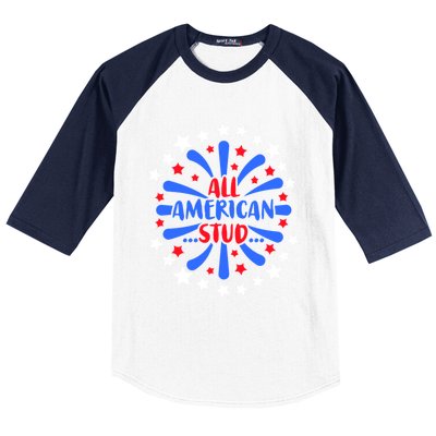 All American Studs Patriotic Stud American Funny Cute Gift Baseball Sleeve Shirt